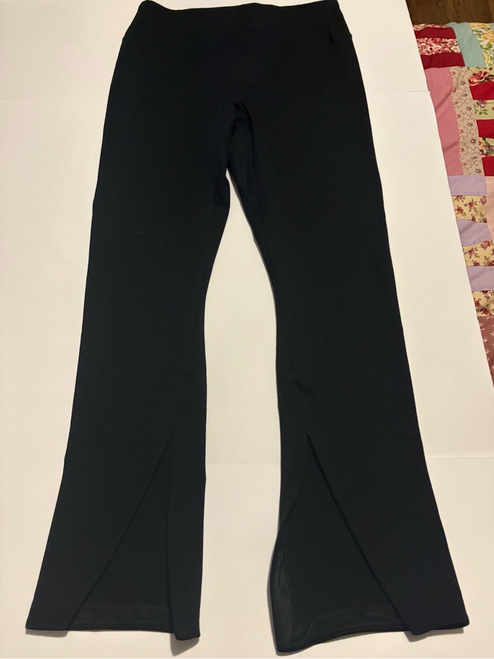 SPANX The Perfect Front Slit High Rise Comfort Leggings Black Ponte Pants, Sz L